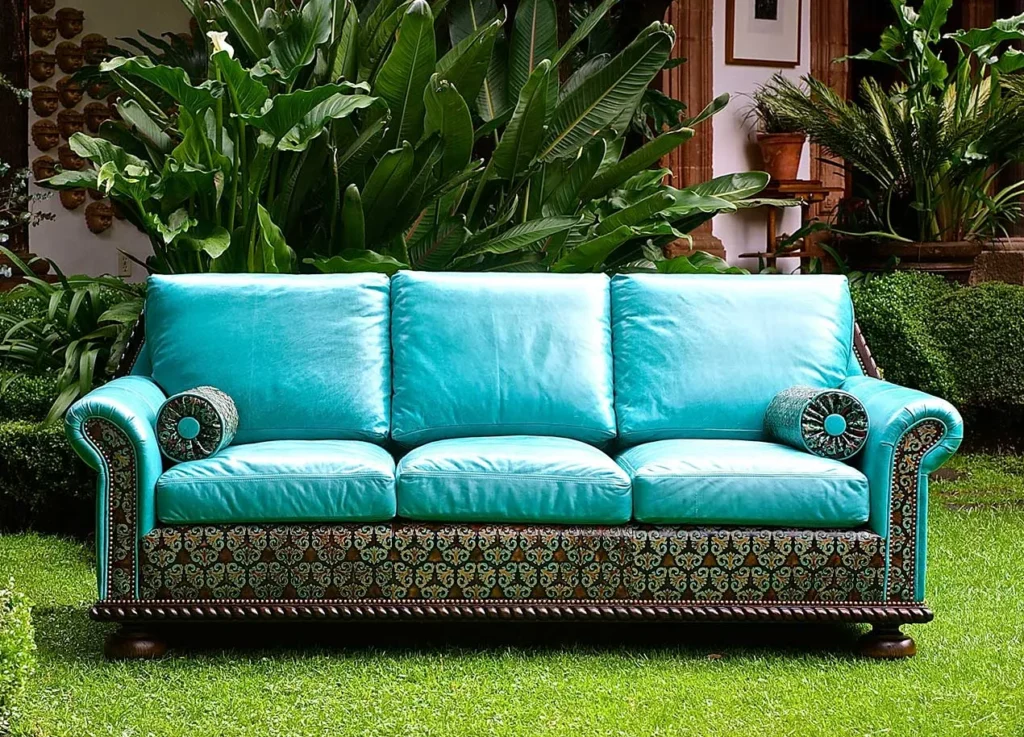 sofa-la-joya-estilo-colonial-español.con-tonos-turquesa-hecho-a-mano